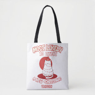 Funny Cat Most Likely To Invent a New Christmas Tr Tote Bag