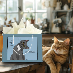 Funny Cat Mother’s Day Grey Cat Blue Large Gift Bag