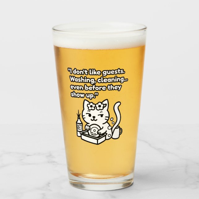 Funny Cat Mug – Introvert Humor Quote Glass (Front Filled)