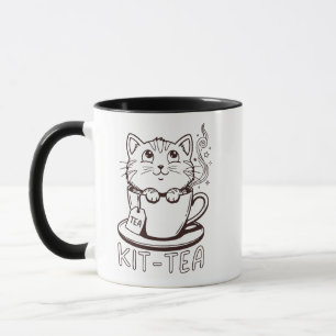 Funny Cat Mug, Kit-tea Pun Humour Gift Cup