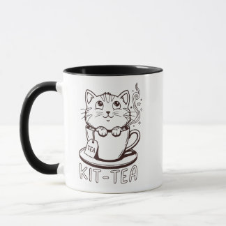 Funny Cat Mug, Kit-tea Pun Humour Gift Cup