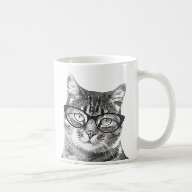 Funny cat mug | Kitten wearing nerdy glasses (Right)