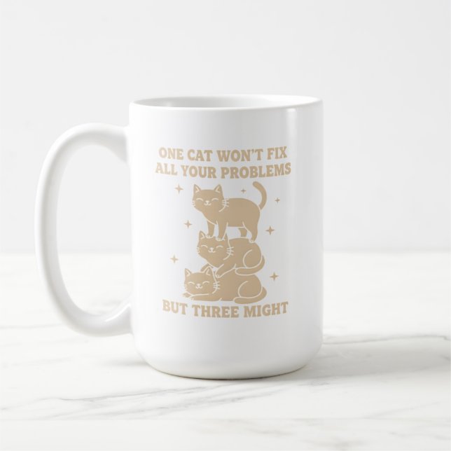 Funny Cat Mug One Cat Won’t Fix All Problems (Gauche)