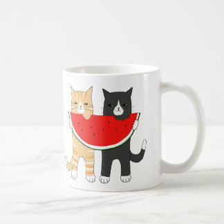 Funny Cat Mug Tabby Tuxedo Cat with Watermelon Mug