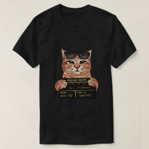 Funny Cat Mugshot Police tshirt