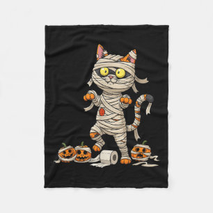 Funny Cat Mummy Pumpkin Halloween Kids Mens Womens Fleece Blanket