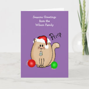 Funny cat n mouse Christmas card personalized