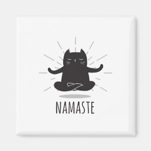 Funny Cat Namaste Yoga Poses Buddha Flower Symbol  Magnet
