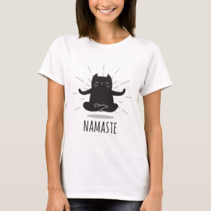 Funny Cat Namaste Yoga Poses Buddha Flower Symbol T-Shirt
