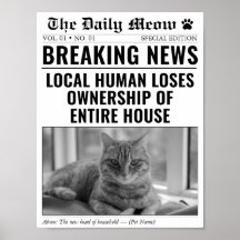 Funny Cat Newspaper Breaking News Photo