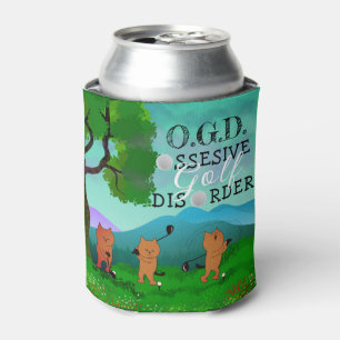 Funny Cat Obsessive Golf Disorder Can Cooler