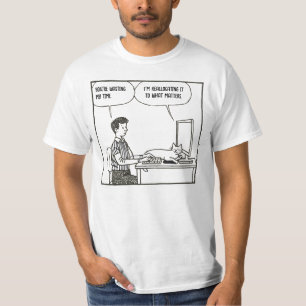 Funny Cat Office Work Humour Corporate Cartoon T-Shirt