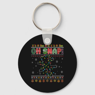 Funny Cat Oh Snap Ugly Christmas Sweater Pajamas X Keychain