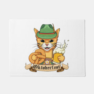 Funny Cat Oktoberfest Pretzel Tshirt Doormat