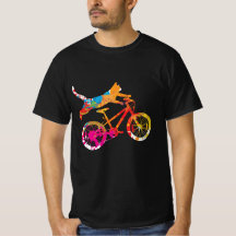 Funny cat on a bicycle in paint.