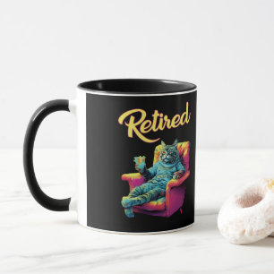 Funny Cat on couch Retirement Mug