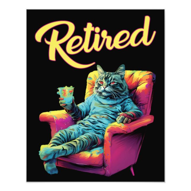 Funny Cat on couch Retirement  Photo Print (Front)