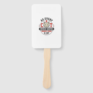 Funny Cat Owner Quote Vintage Engraving Design_1 Hand Fan