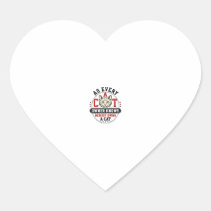 Funny Cat Owner Quote Vintage Engraving Design_1 Heart Sticker
