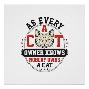 Funny Cat Owner Quote Vintage Engraving Design_1 Poster
