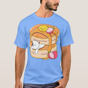 Funny Cat Pancake Kawaii Strawberry Breakfast Anim T-Shirt