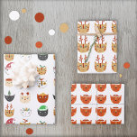 Funny Cat Pattern Christmas Wrapping Paper Sheet<br><div class="desc">A bunch of cute and fun cats in winter holiday hats and accessories to make you smile.  Three different designs in this pack.  Original art by Nic Squirrell.</div>