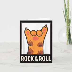 Funny Cat Paw Rock And Roll Music Lover Mom Dad Ki Card
