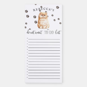 Funny Cat   Personalized To Do List Magnetic Notepad