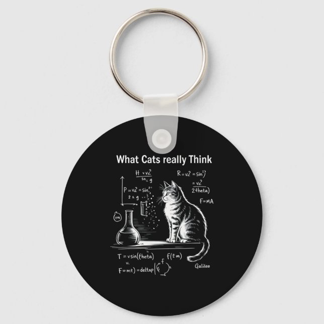 Funny Cat Physics Humor Design What Cats Really Th Keychain (Front)