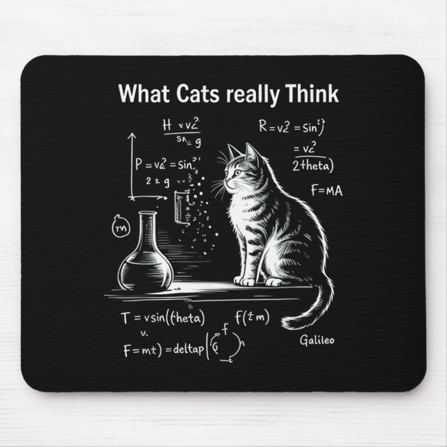 Funny Cat Physics Humor Design What Cats Really Th Mouse Pad (Front)
