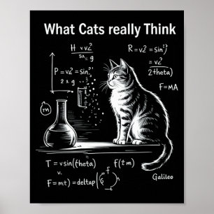 Funny Cat Physics Humor Design What Cats Really Th Poster