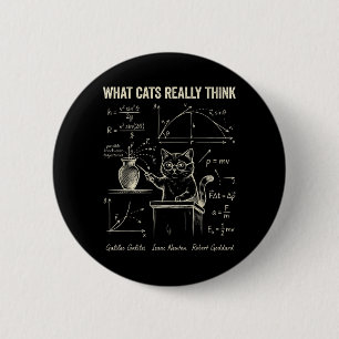 Funny Cat Physics Humour What Cats Think for Men 2 Inch Round Button