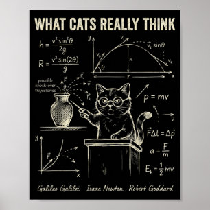 Funny Cat Physics Humour What Cats Think for Men Poster