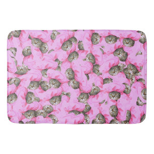 Funny Cat Pink Bath Mat