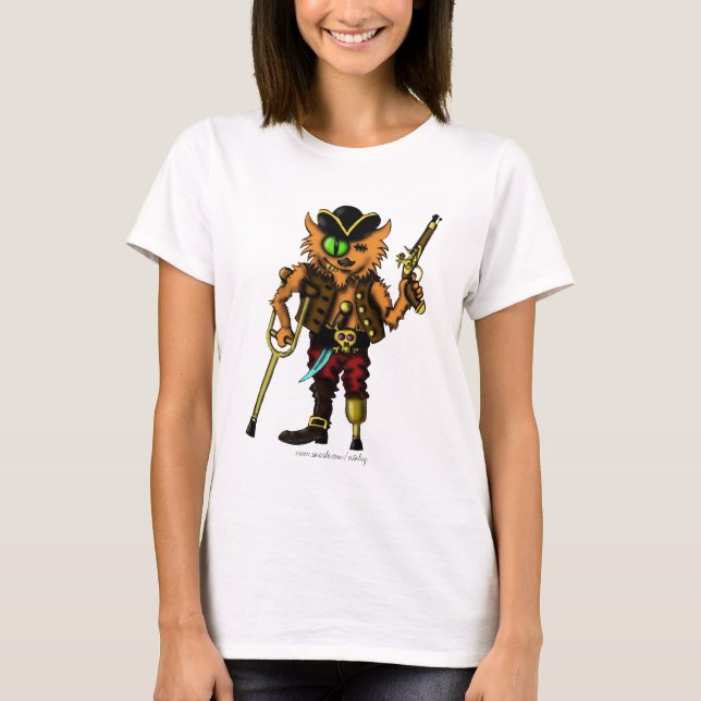 Funny cat pirate cute t-shirt design (Front)