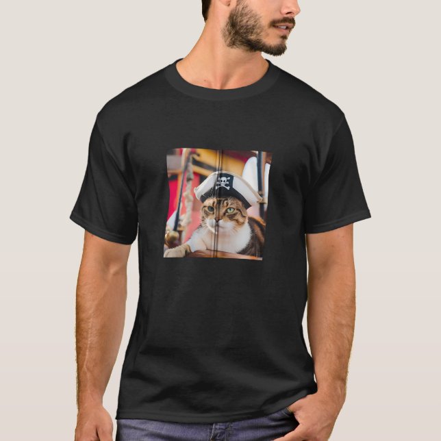 Funny Cat Pirate Zip  T-Shirt (Front)