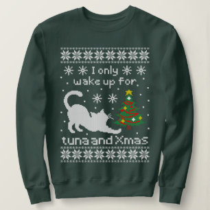 Funny Cat Pixel Knit Ugly Christmas Sweatshirt