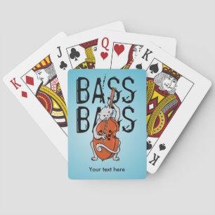 Funny Cat Playing a Double Bass Cards