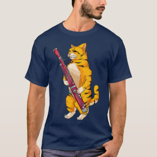Funny Cat Playing Bassoon Cool Animal Lover T-Shirt