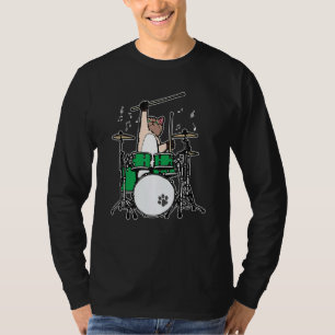 Funny Cat Playing Drums Cat Music For Drummer Mus T-Shirt
