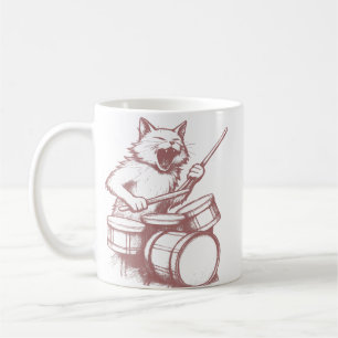Funny Cat Playing Drums Drumming Drummer Music Coffee Mug