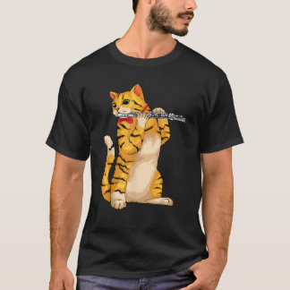 Funny Cat Playing Flute Cool Animal Musician Flute T-Shirt