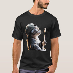 Funny Cat Playing Guitar Electric Acoustic for Men T-Shirt
