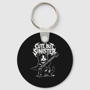 Funny cat playing guitar guitarist rock and roll keychain