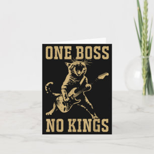 Funny Cat Playing Guitar One Boss Kings in America Card