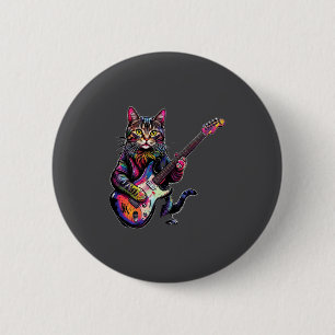 Funny Cat Playing Guitar Rock And Roll Men Women K 2 Inch Round Button