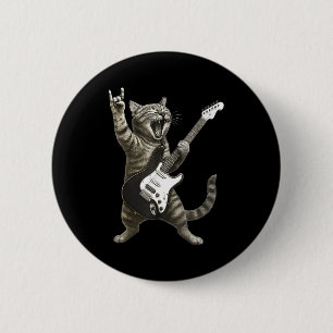 Funny Cat Playing Guitar Rock And Roll Men Women K 2 Inch Round Button
