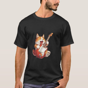 Funny Cat playing Guitare for Cat and guitars love T-Shirt