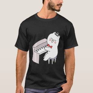 Funny Cat Playing Piano Musical Instrument Pianist T-Shirt
