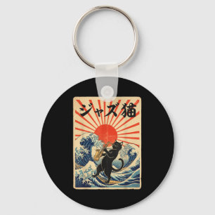 Funny Cat Playing Saxophone For Jazz Musician Saxo Keychain